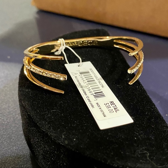 BCBGenerations Gold Tone Cuff Bracelet with Set In Clear Rhinestones - Picture 6 of 10